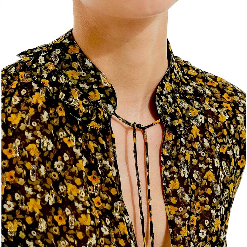 {SOLD} THE KOOPLES Floral Sheer Blouse Top Women’s Large - Picture 3 of 11